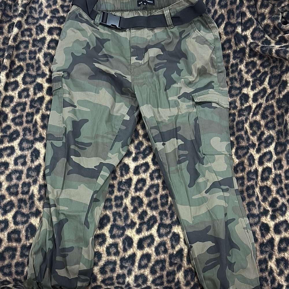 Almost Famous Green and Black Track Joggers